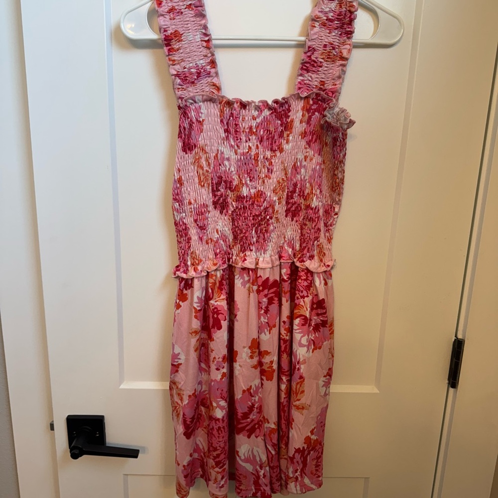 Floral Pink Smocked Sleeveless Romper